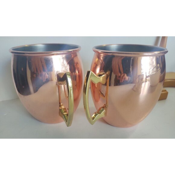 Eco One by Silver One Intl. Moscow Mule Mugs(2) Copper/Silver Brass Handles - Picture 3 of 12
